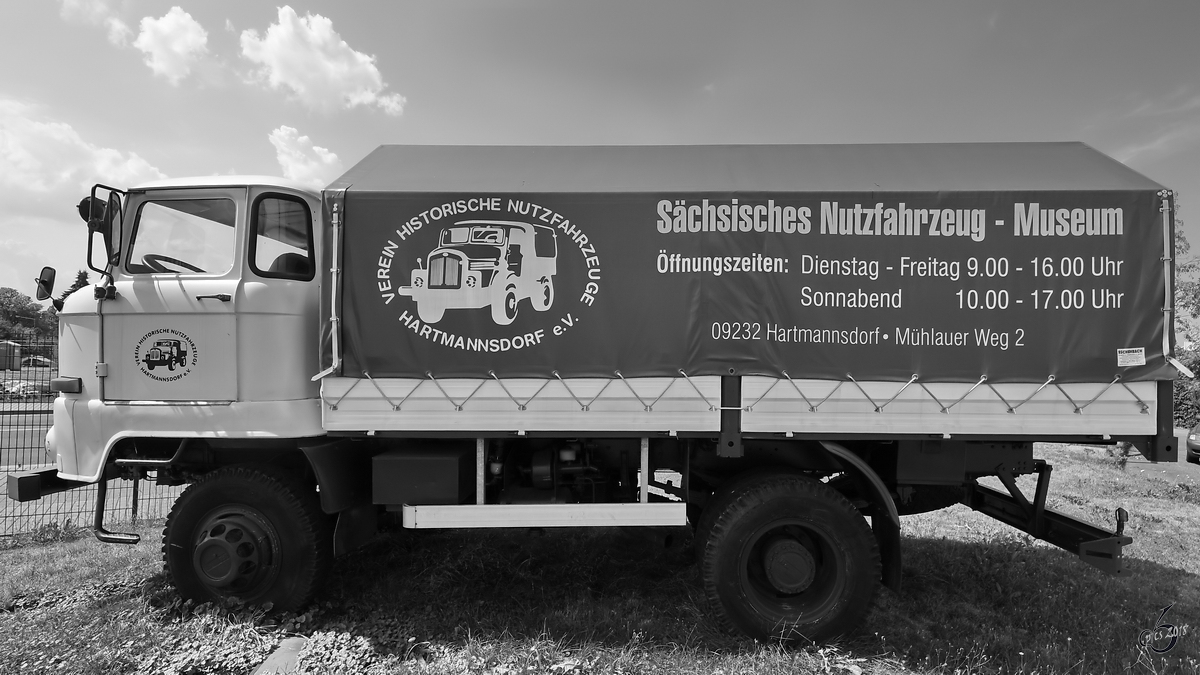 Ein IFA L60 steht im Sächsischen Nutzfahrzeugmuseum Hartmannsdorf. (August 2018)