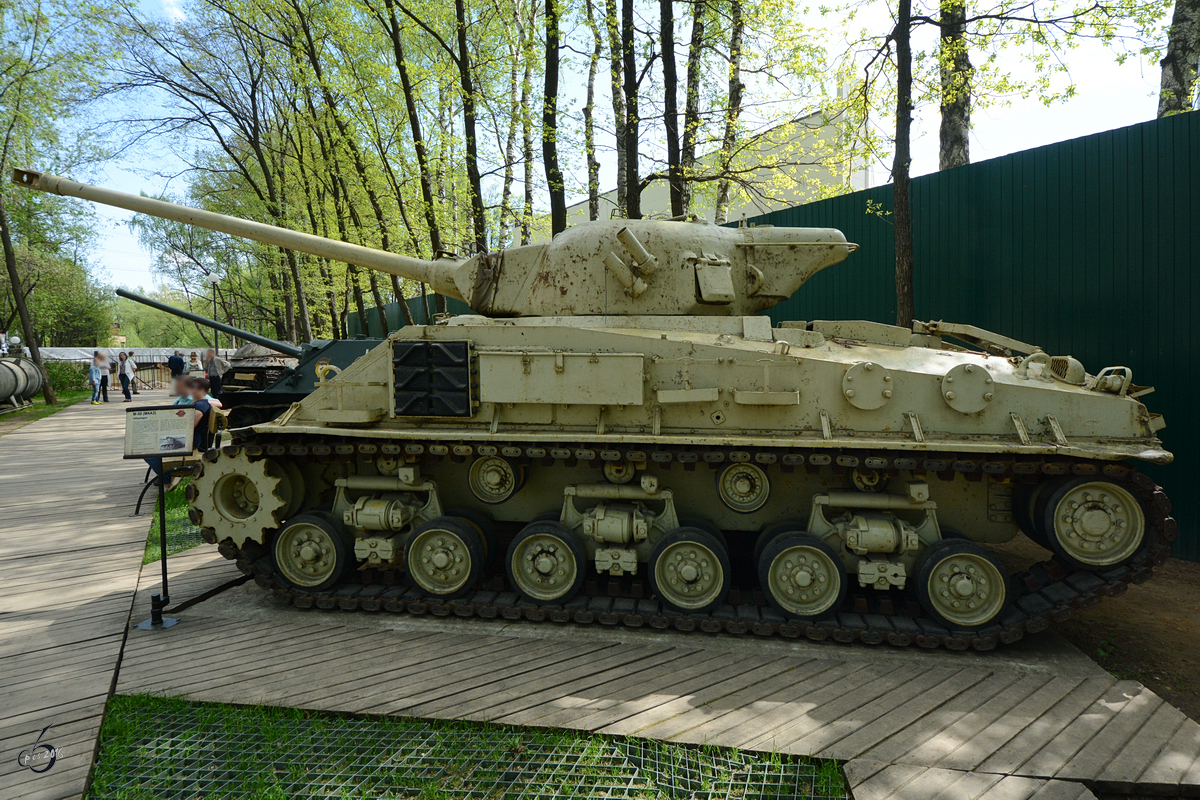 Ein von der israelischen Armee modernisierter M4A3 Sherman M50 im Technikmuseum Vadim Zadorozhny (Moskau, Mai 2016)