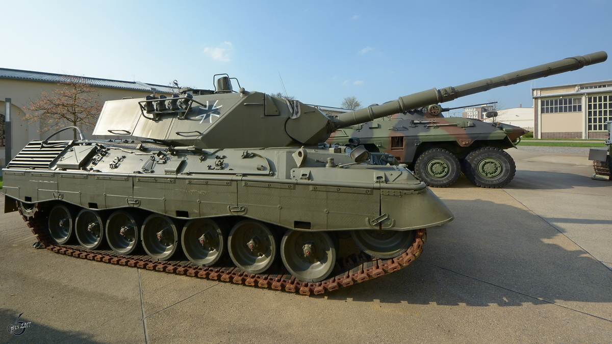 Ein Kampfpanzer Leopard 1A4 im Militärhistorischen Museum der Bundeswehr. (Dresden, April 2017)