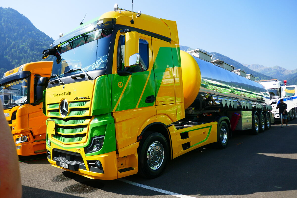 Ein MB Actros von Thommen+Furler am 27.6.26 beim Trucker Festival Interlaken.