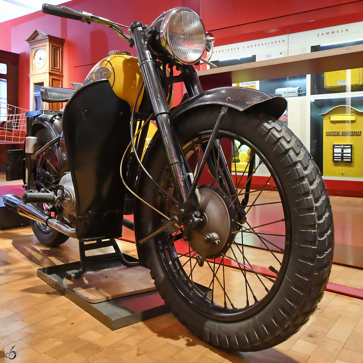 Ein Post-Motorrad Zündapp DB 203 war Anfang Juni 2019 im Museum für Kommunikation Nürnberg ausgestellt.