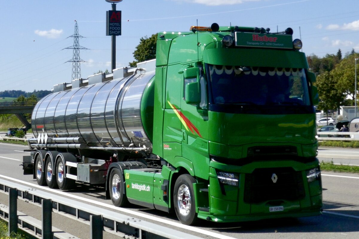 Ein Renault Tanksattelzug von Huber am 11.9.26 bei Grauholz.