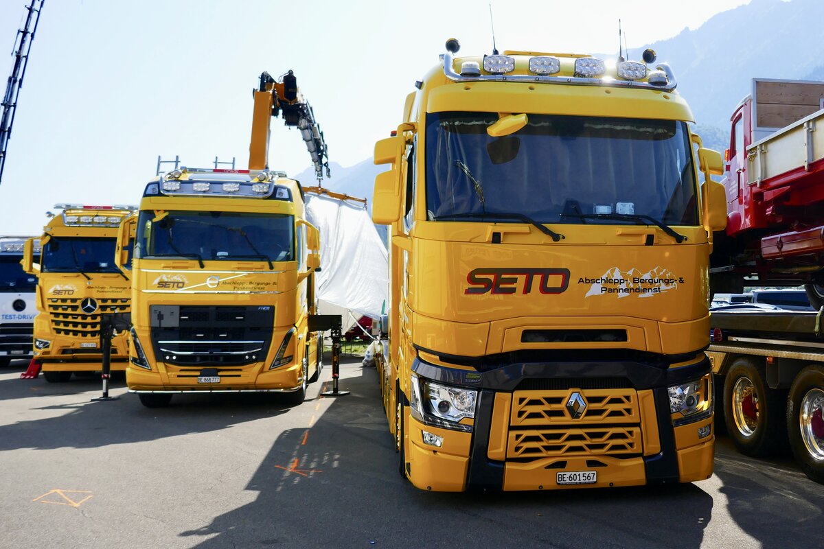 Ein Renault, Volvo und MB von SETO am 27.6.26 beim Trucker Festival Interlaken.