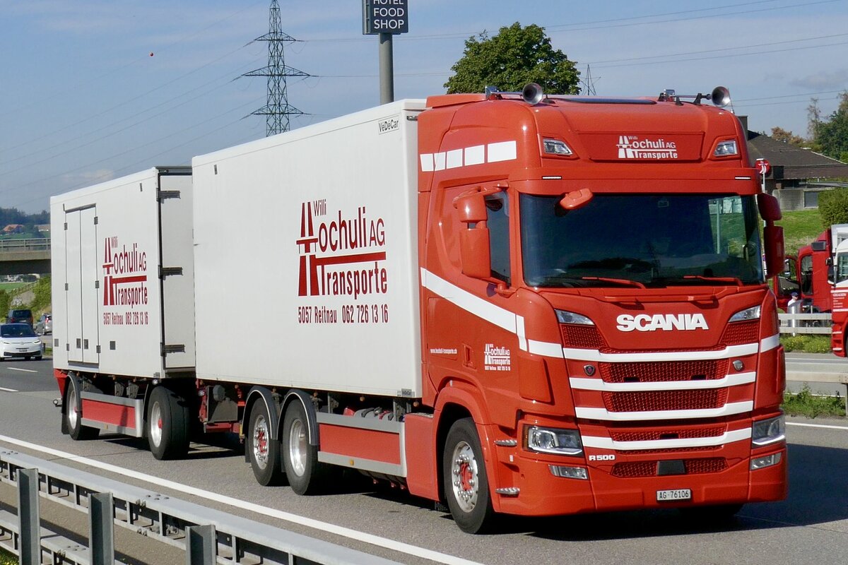 Ein Scania H�ngerzug von  Willy Hochuli am 11.9.26 bei Grauholz.