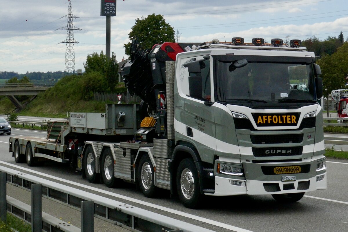 Ein Scania Schwerlast-Sattelzug von Affolter am 10.9.26 bei Grauholz.