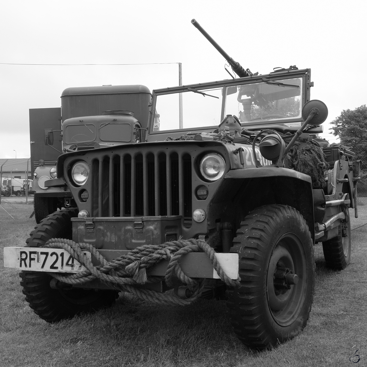 Ein Willy´s Jeep des Kriegshistorischen Museums Rogaland auf dem Flughafen Stavanger. (Sola, Juni 2017)
