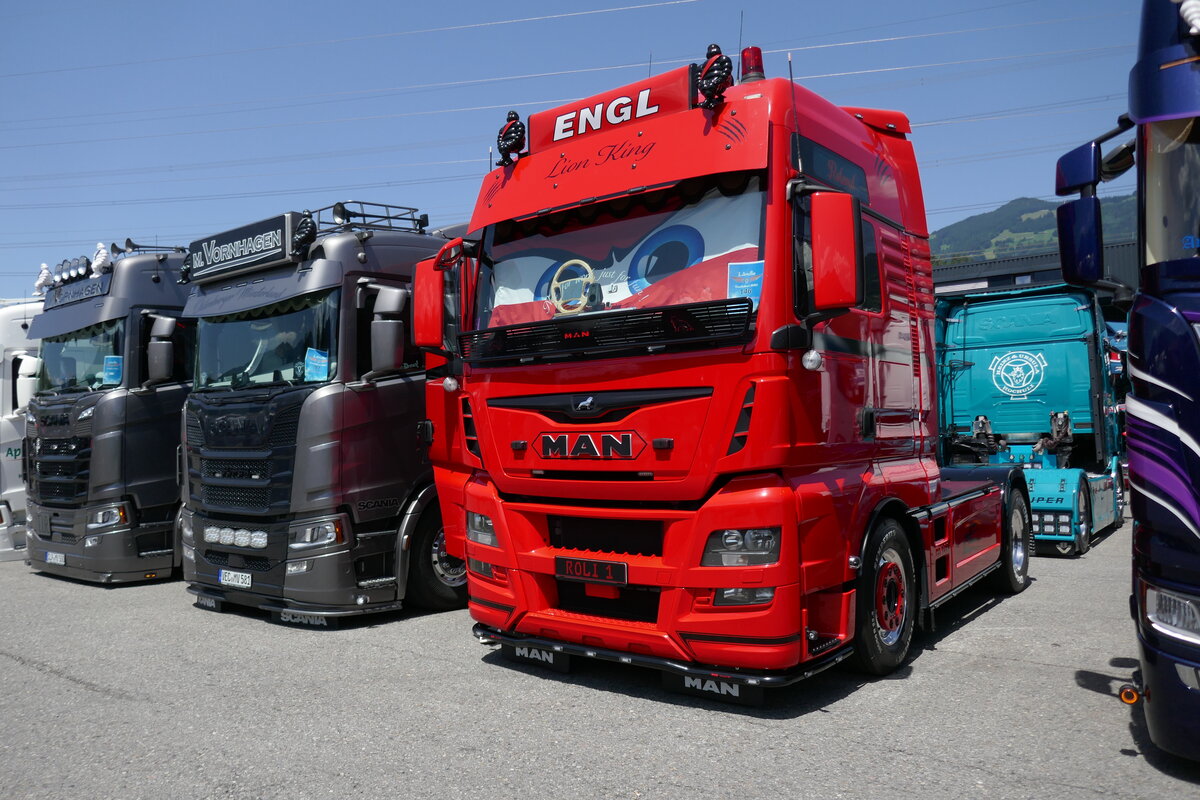 Eine MAN Zugmaschine von Engel am 20.6.26 bei der L�ndle Truckshow.