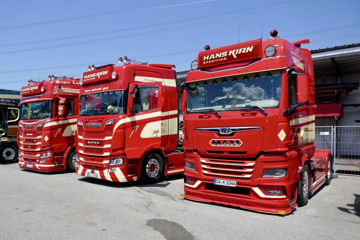 Eine MAN und zwei Scania Zugmaschinen von Hans Kirn am 20.6.26 bei der L�ndle Truckshow.