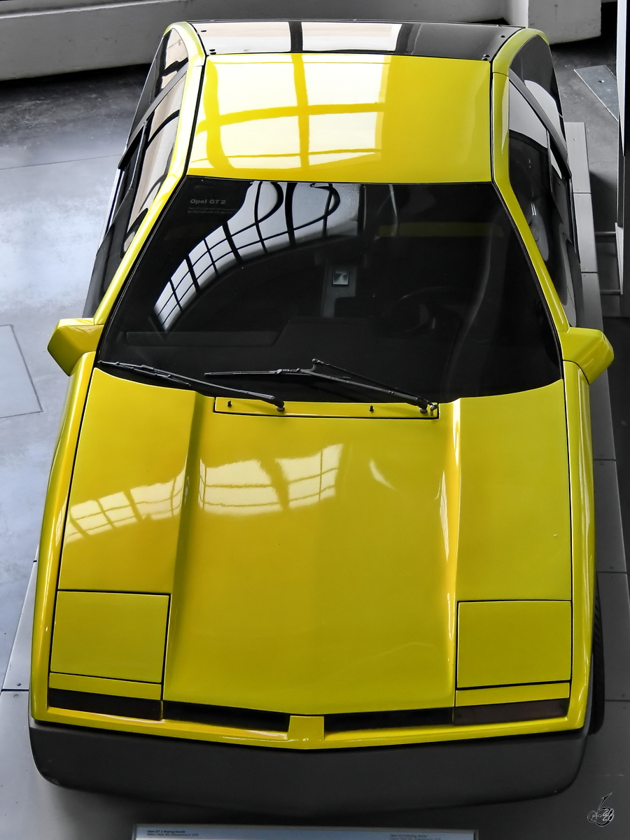 Eine Opel GT2 Designstudie von 1975 war Mitte August 2020 im Verkehrszentrum des Deutschen Museums in München ausgestellt.