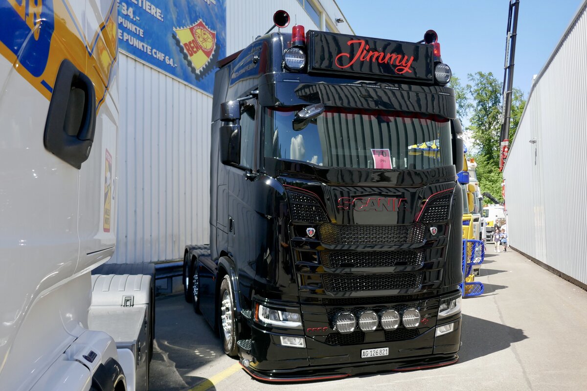 Eine Scania Zugmaschine von Jimmy am 9.5.26 beim Cholehof Truck Treffen in Brugg.