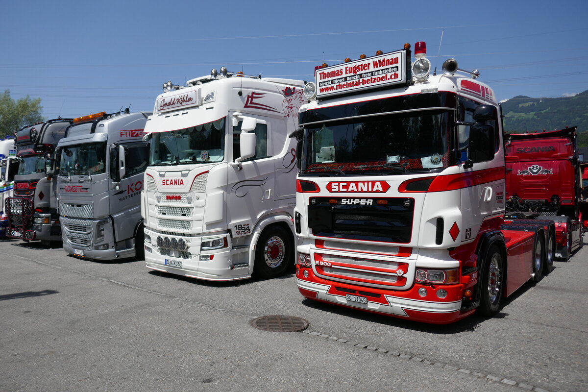 Eine Scania Zugmaschine von Thomas Eugster am 20.6.26 bei der L�ndle Truckshow.