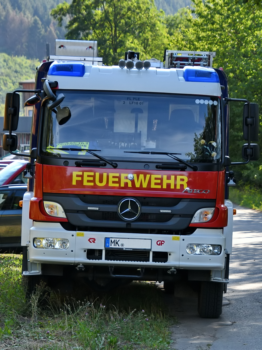 Ende Juli 2022 war in Hüinghausen dieses Löschfahrzeug der Feuerwehr Plettenberg abgestellt.