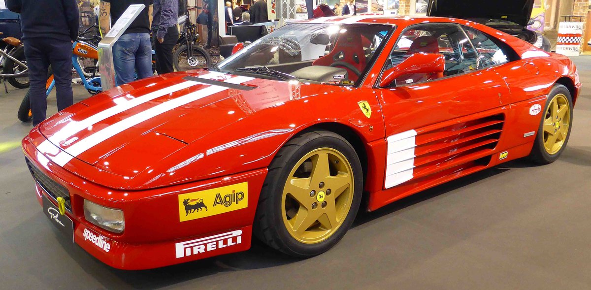 =Ferrari 348 GTB, Bj. 1994, 3400 ccm, 320 PS, gesehen bei den Retro Classics in Stuttgart, 03-2019