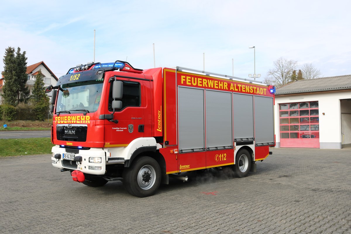Feuerwehr Altenstadt (Hessen) MAN TGS RW von Lentner am 14.03.20 bei einen Fototermin 