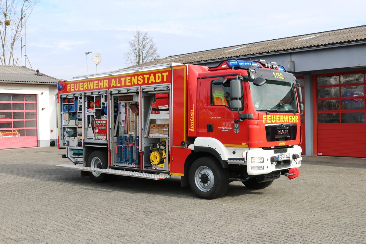 Feuerwehr Altenstadt (Hessen) MAN TGS RW von Lentner am 14.03.20 bei einen Fototermin 