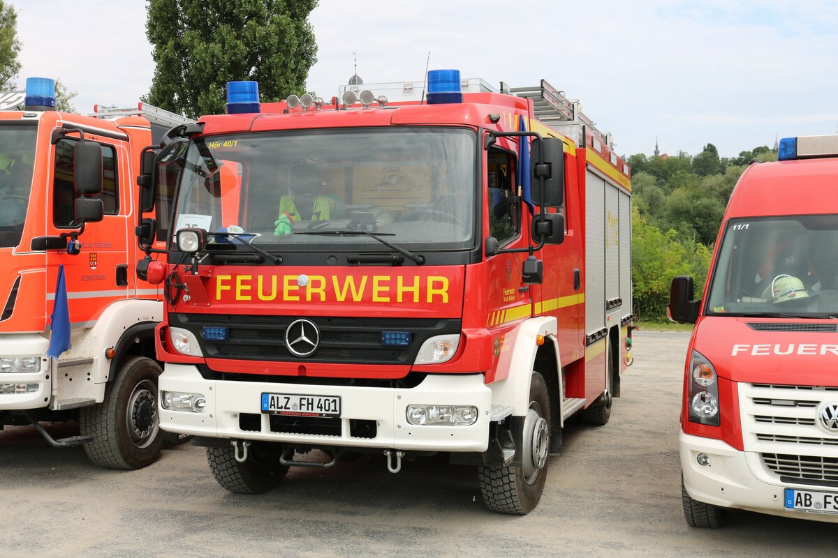 Feuerwehr Alzenau Mercedes Benz LF am 24.07.21 auf dem Festplatz nach der Ankunft des Hilfeleistungskontingent Hochwasser/Pumpen Aschaffenburg aus dem Katastrophengebiet in Rheinland Pfalz