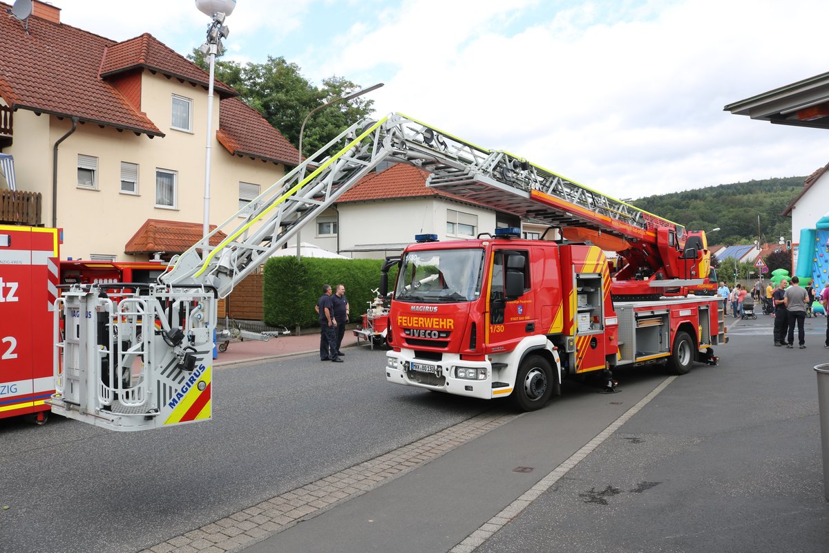 Feuerwehr Bad Orb IVECO Magirus DLK am 18.08.19 beim Tag der offenen Tür der Feuerwehr Wächtersbach 