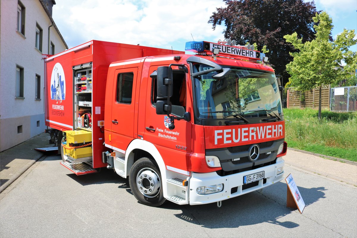 Feuerwehr Bischofsheim Mercedes Benz Atego GW-L am 16.06.19 beim Tag der offenen Tür 