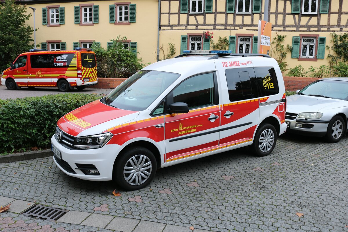 Feuerwehr Hattersheim VW Caddy PKW am 11.09.21 bei der 112 Jahre Feier auf dem Markplatz