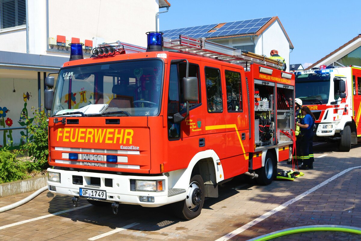 Feuerwehr Heusenstamm IVECO LF8/6 am 17.06.23 bei einer Jugendfeuerwehrübung in Rödermark