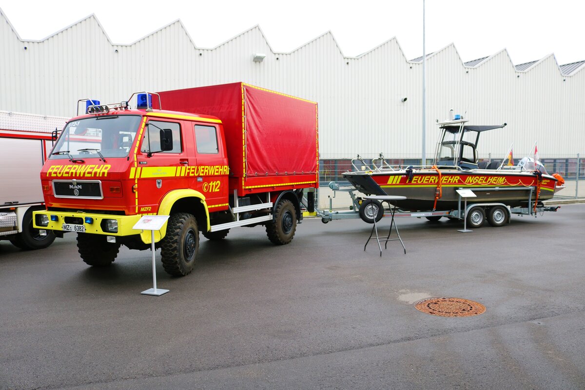 Feuerwehr Ingelheim VW/MAN MZF mit Anhänger Boot am 05.06.22 beim Tag der offenen Tür