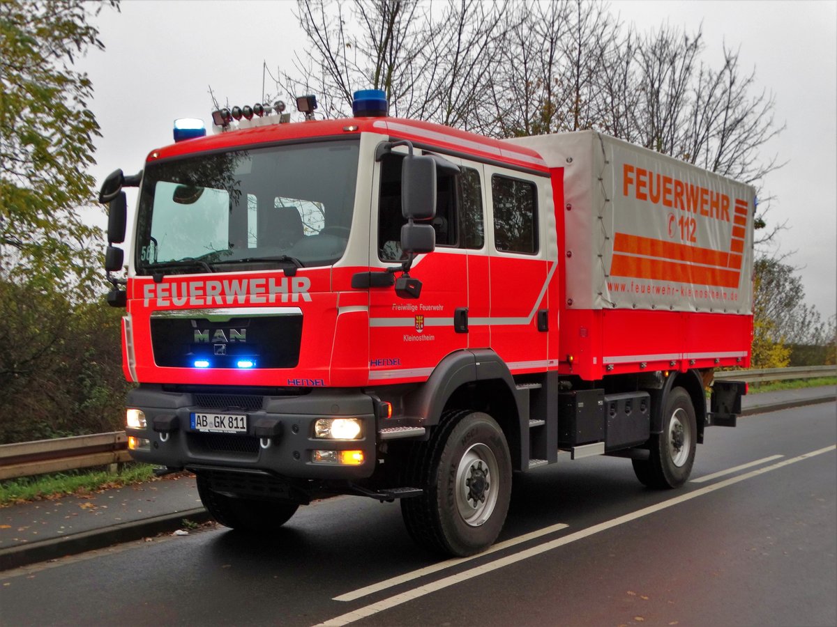 Feuerwehr Kleinostheim MAN TGM V-LKW (Florian Kleinostheim 56/1) am 12.11.17 bei der Jahresabschlussübung 2017