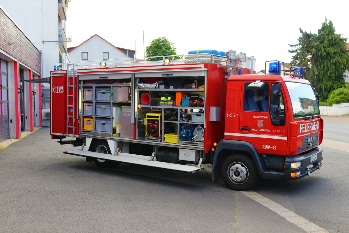 Feuerwehr Maintal Dörnigheim MAN GW-G (Florian Maintal 1-55-1) am 08.07.23 bei einen Fototermin. Danke für das tolle Shooting