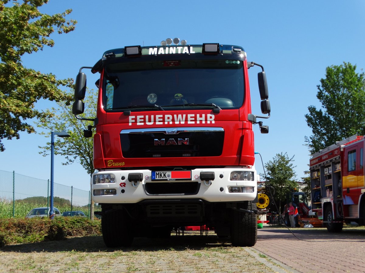 Feuerwehr Maintal Hochstadt MAN TGM Rosenbauer HLF 20/16 (Florian Maintal 3-46-1) Downside am 28.08.16 beim Weinfest