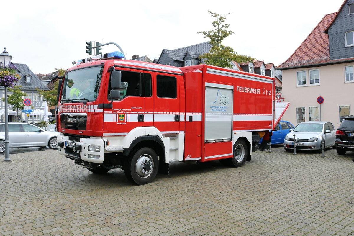 Feuerwehr Usingen im Taunus MAN TGM GW-L am 28.08.21 bei der Fahrzeugvorstellung