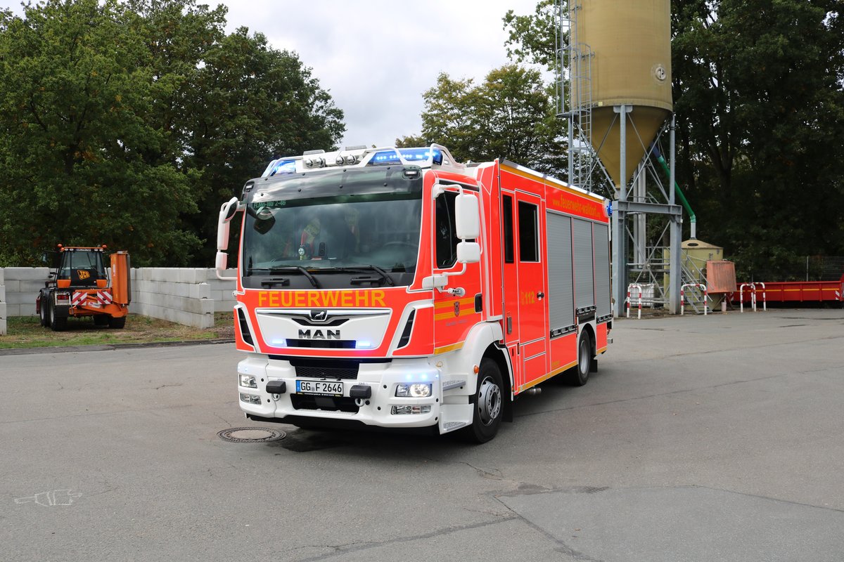 Feuerwehr Walldorf (Hessen) MAN TGM Lentner LF20 am 11.10.19 bei einen Fototermin