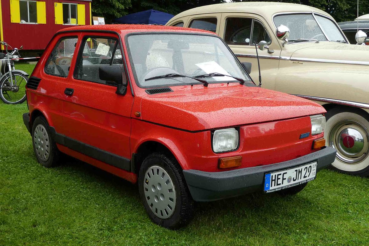 =Fiat 126, Bj. 1988, steht im Juli 2016 zur Oldieausstellung in Gudensberg