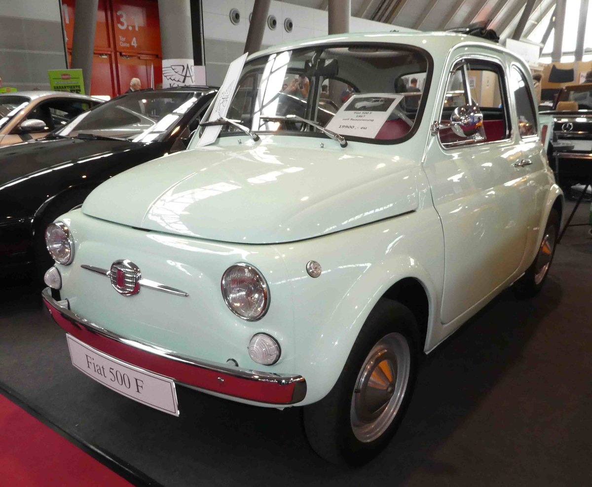 =Fiat 500 F, Bj. 1967, sucht einen neuen Besitzer bei den Retro Classics in Stuttgart, 03-2019
