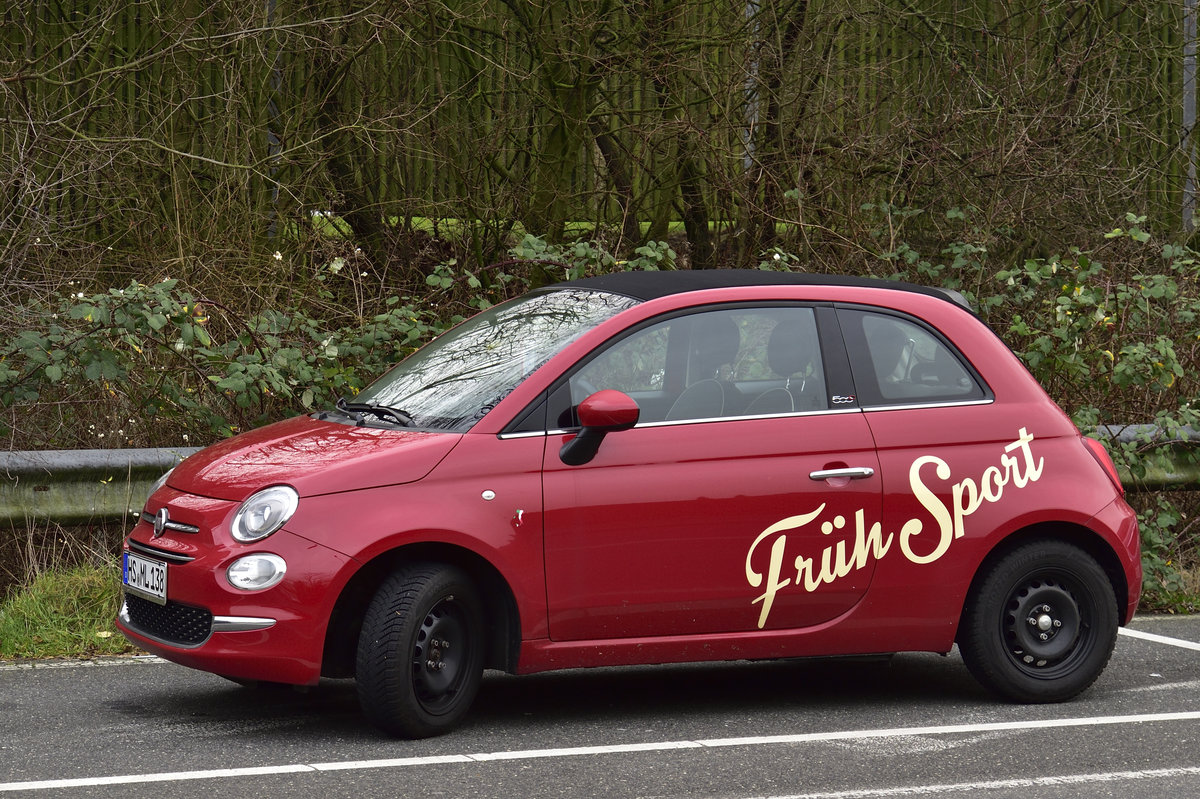 Fiat 500c, zum Früh Sport in Übach- Palenberg, fotografiert am 9.0.2018.