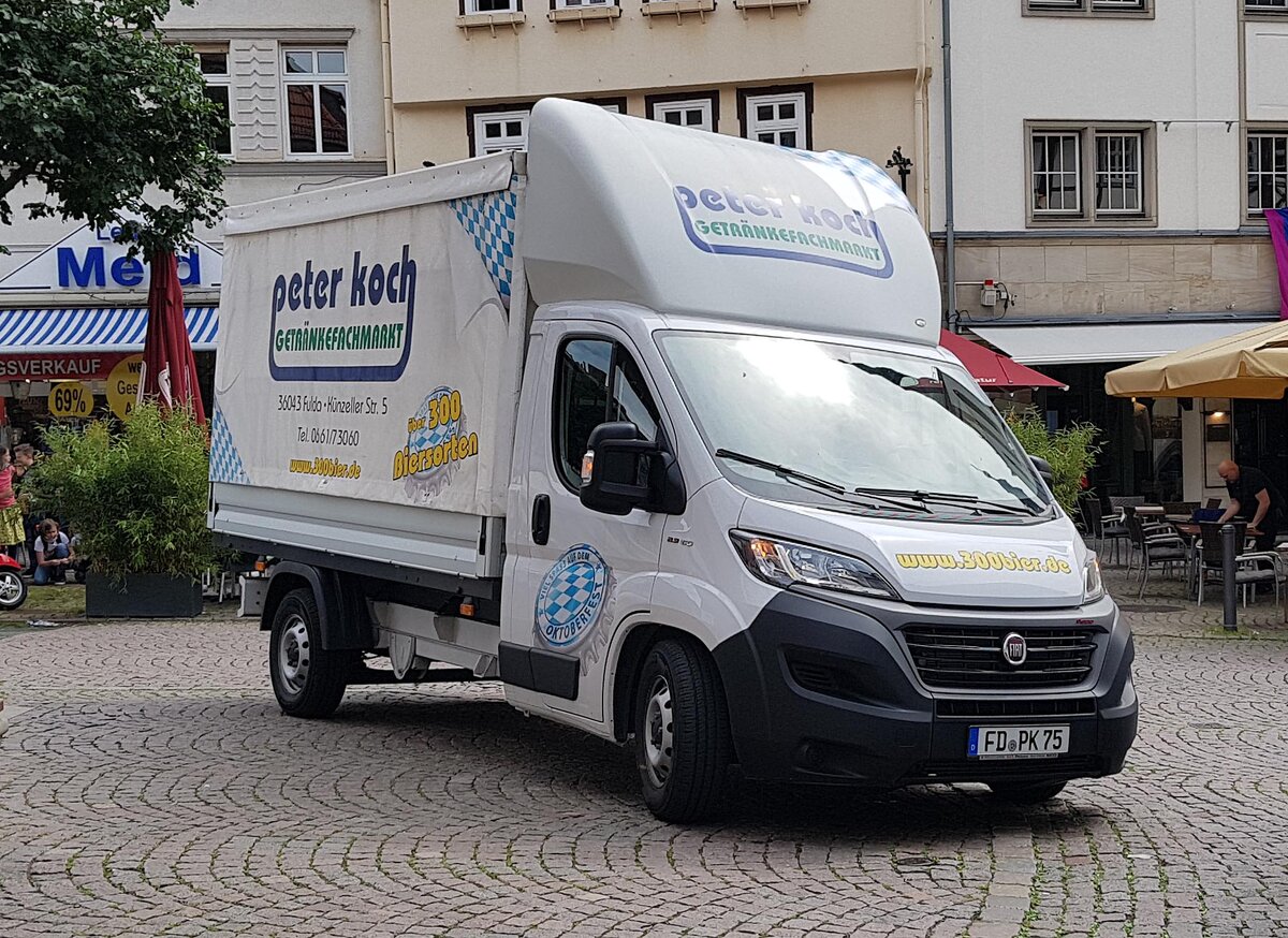 =Fiat Ducato vom Getränkehändler Koch auf Auslieferungstour in Fulda, 07-2021