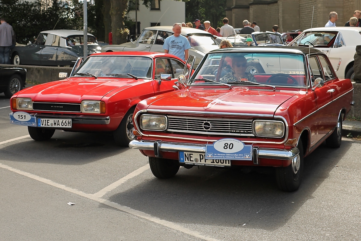 Ford Capri und Opel Rekord bei der 24. Viersener Oldtimerrallye 2.6.2012