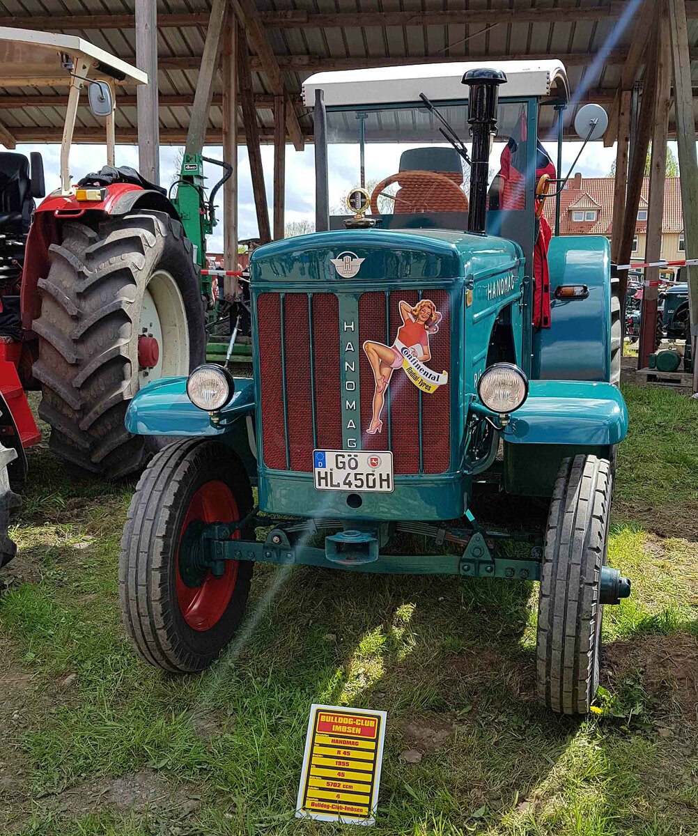 =Hanomag R 45, Bj. 1955, 5702 ccm, 45 PS, gesehen bei der Oldtimerausstellung der Traktorfreunde Wiershausen am Klostergut Hilwartshausen, 05-2023