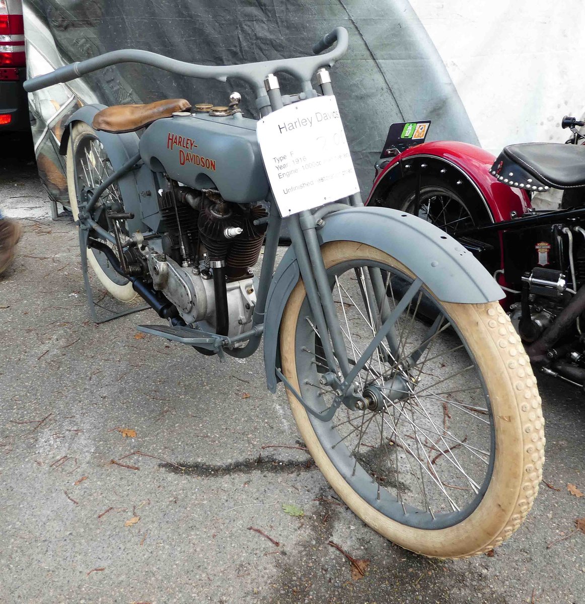 =Harley Davidson Typ F,  Bj. 1916, steht bei der Veterama zum Verkauf, 10-2017