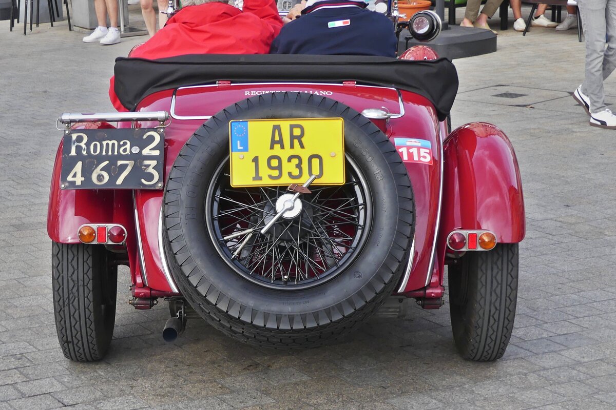 Heckansicht des Alfa Romeo 6C 1750 Zagato, bei der Luxemburg Classic Rallye. 12.09.2026