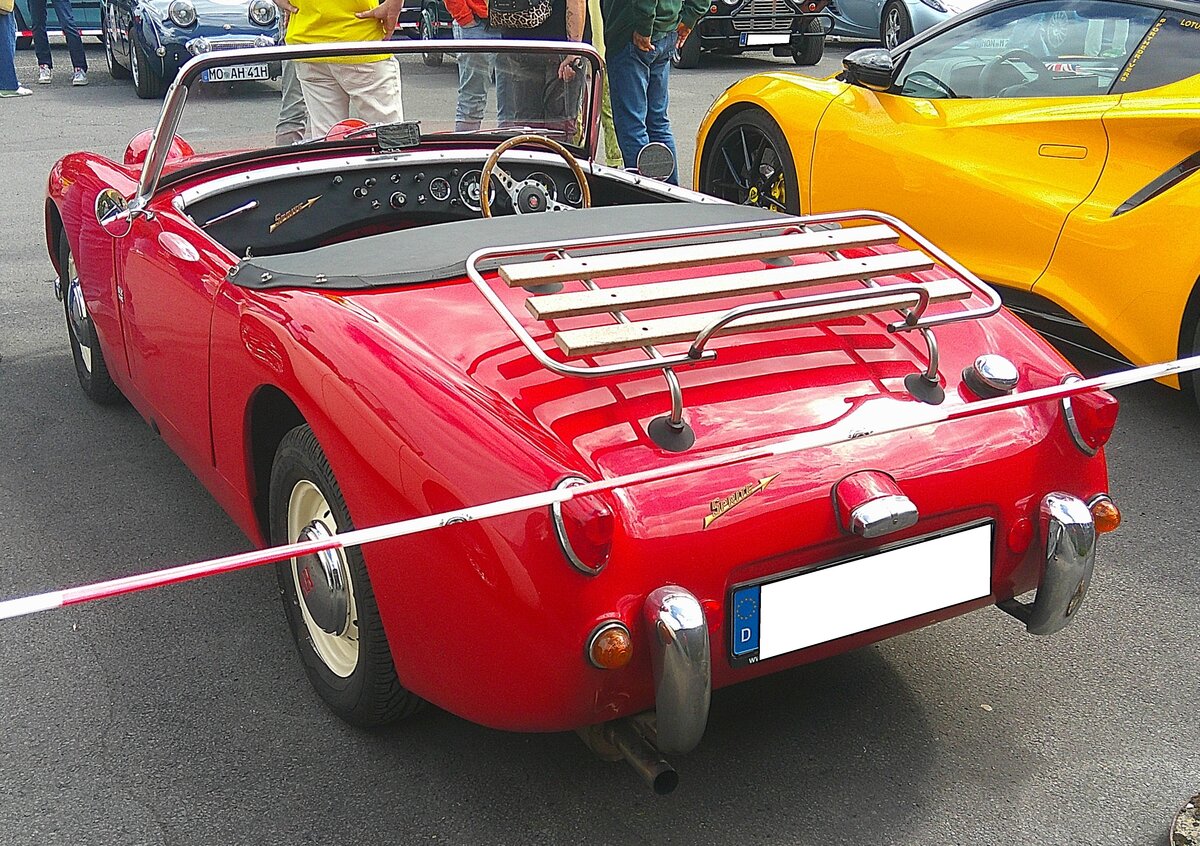 Heckansicht eines Austin Healey Sprite MK1 aus dem Jahr 1958. 10. BCMM ( B ritish C ar M otorcycle M eeting) am 19.07.2026 an Mo´s Bikertreff in Krefeld.