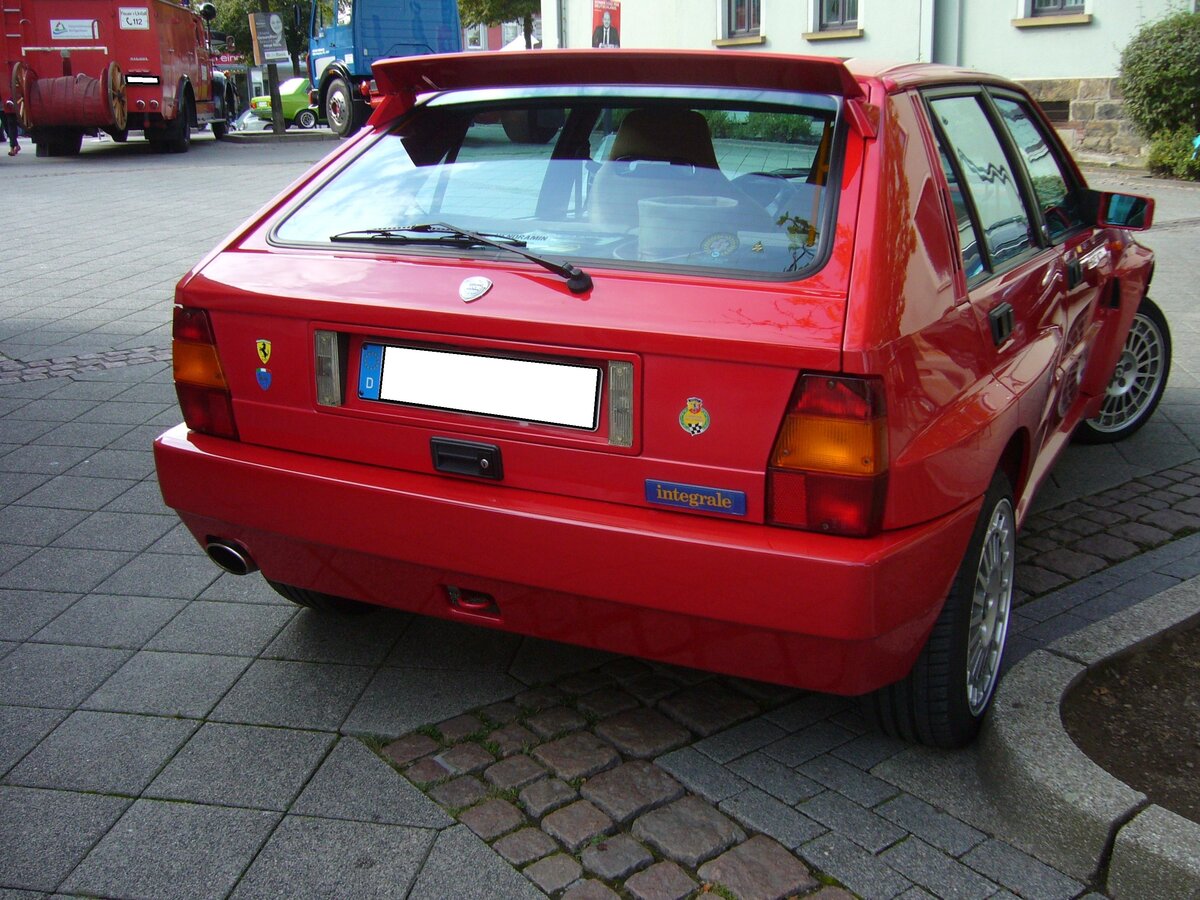 Heckansicht eines Lancia Delta Integrale Evoluzione 2. Oldtimertreffen in Heiligenhaus am 12.09.2021.