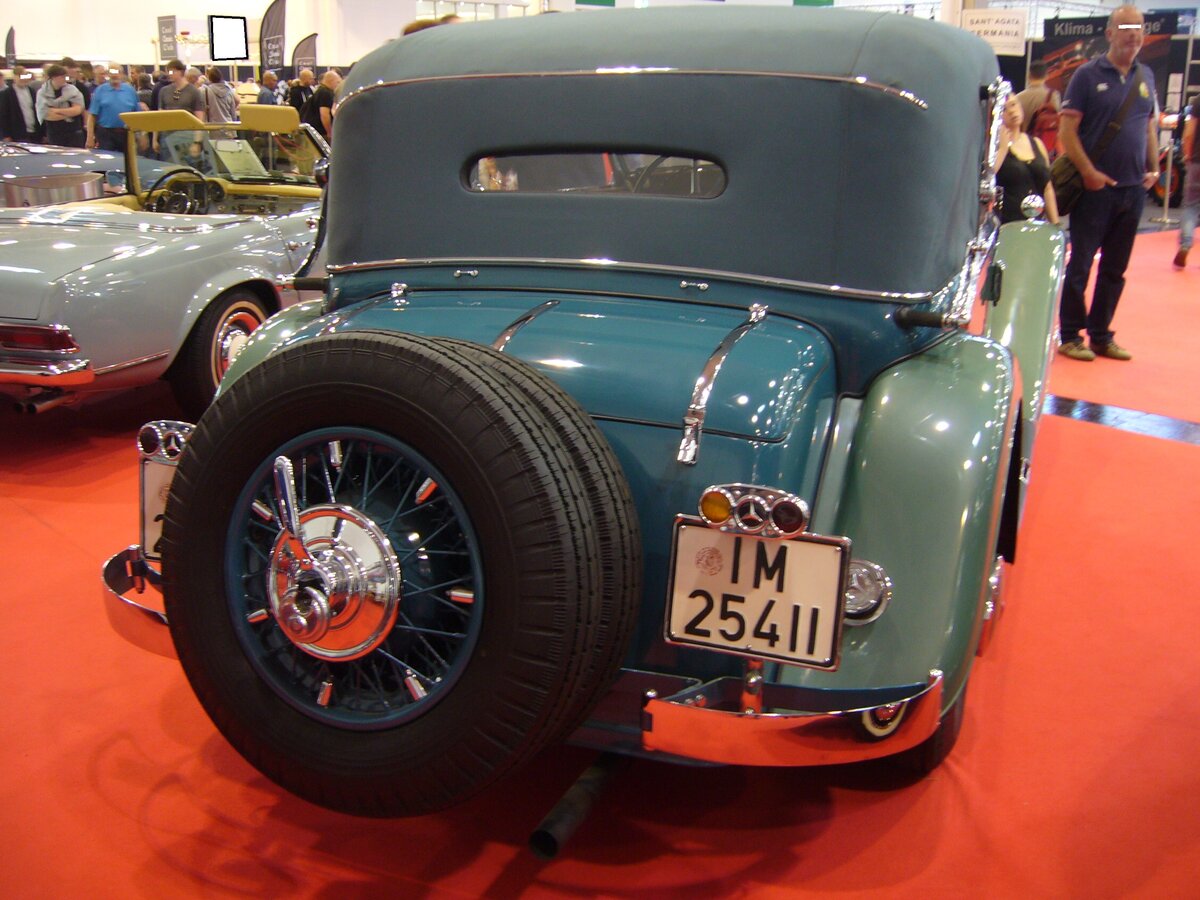 Heckansicht eines Mercedes Benz W22 380K Kompressor aus dem Jahr 1934. Techno Classica Essen am 06.04.2024.