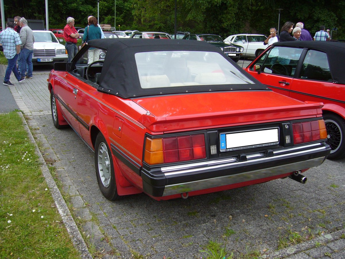 Heckansicht eines Mitsubishi A160 Sapporo Cabriolet aus dem Jahr 1982. 18. Prinz Friedrich Oldtimertreffen am 26.05.2019 in Essen Kupferdreh.