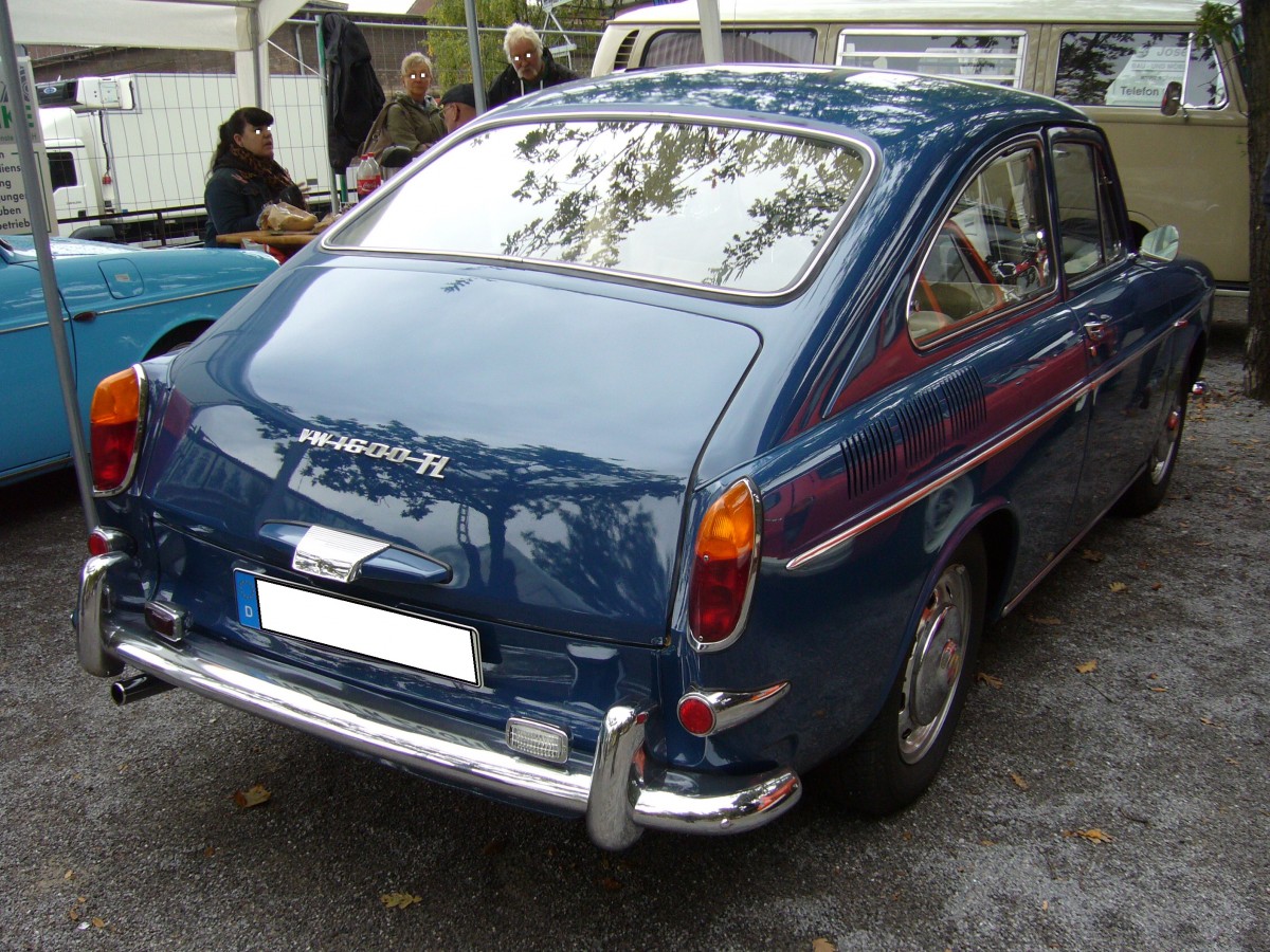 Heckansicht eines VW Typ 3 1600 TL. 1965 - 1969. Historicar am 17.10.2015.