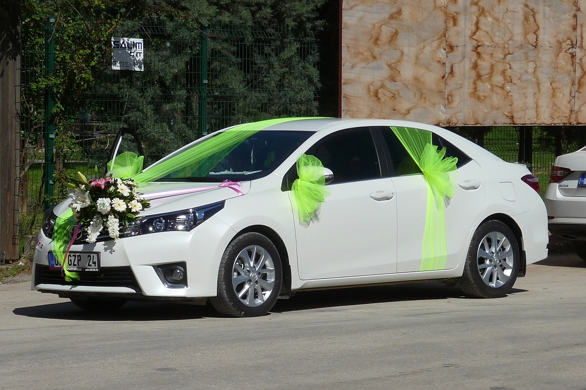 Hochzeitskutsche in Modern: Toyota Corolla am Botanischen Garten in Inegöl, 3.4.2016 