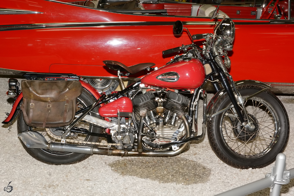 Im Auto- und Technikmuseum Sinsheim ist eine Harley-Davidson WLC von1943 ausgestellt.