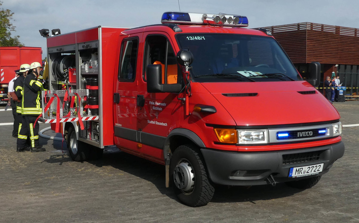 =Iveco der Feuerwehr KIRCHHAIN - STAUSEBACH steht bereit zum Übungsstart in Hünfeld anl. der Hessischen Feuerwehrleistungsübung 2019, 09-2019