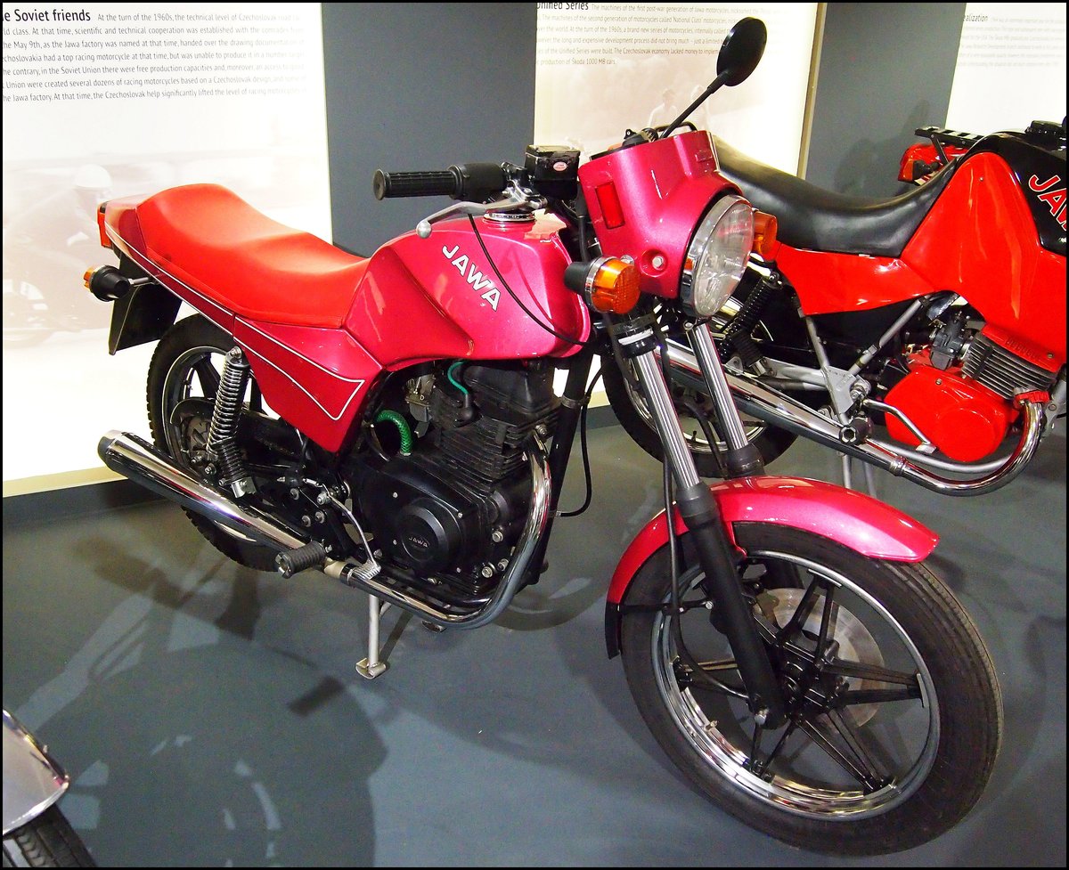 Jawa 250 typ 822, OHV 1984, Sonderausstellung Jawa in Nationales Technisches Museum Prag am 8.1.2020