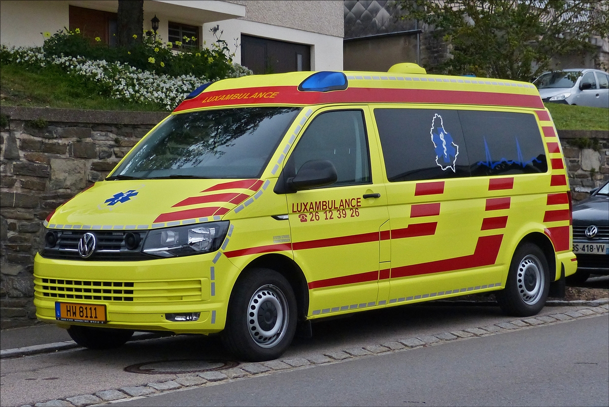 Krankenwagen VW T6 von Luxambulance aufgenommen am 24.08.2017.