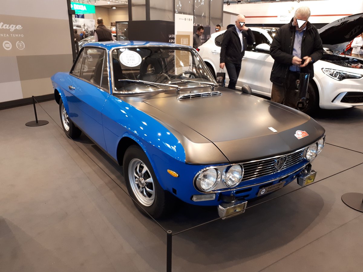 Lancia Fulvia  Sondermodell Montecarlo  der dritten Serie. Von diesem Modell verkaufte die Firma Lancia 2529 Exemplare. Techno Classica Essen am 24.03.2018.