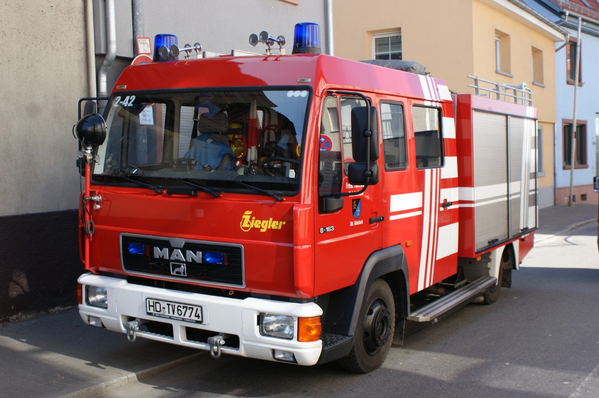 MAN 8.163 Löschgruppenfahrzeug (LF 8/6) der Freiwilligen Feuerwehr Schriesheim, Abteilung Altenbach. Aufgenommen am 09.03.2014.